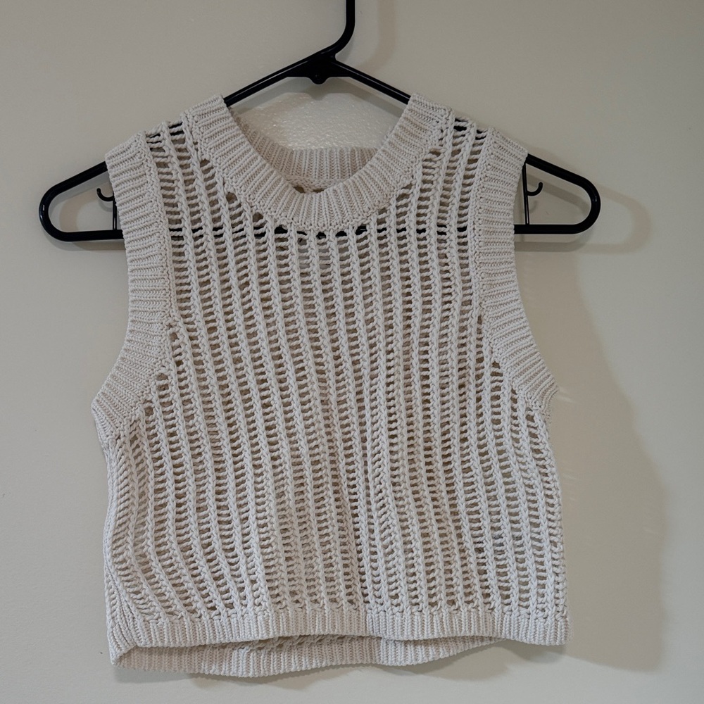 Aerie Cream Knit Sleeveless Top